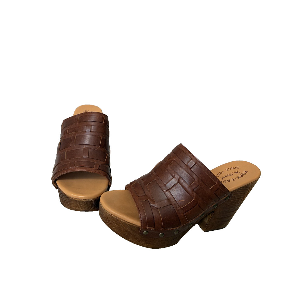 Kork Ease Clog Sandal Charissa Women 8 Platform Leather Cognac ‎ Boho Studded